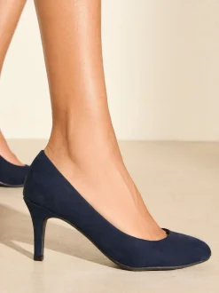 marine - Les amis aiment ces escarpins à talon bas stiletto et à bout rond en faux daim