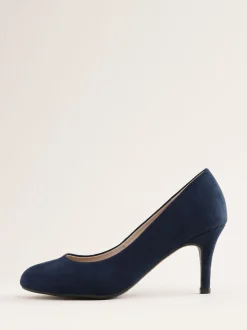 marine - Les amis aiment ces escarpins à talon bas stiletto et à bout rond en faux daim