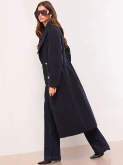 marine - Lipsy Manteau long à manches ovoides à simple boutonnage
