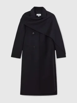 marine - Manteau Reiss Indira en laine mélangée à coutures invisibles