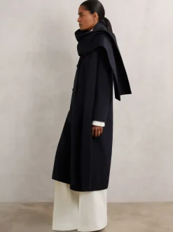 marine - Manteau Reiss Indira en laine mélangée à coutures invisibles