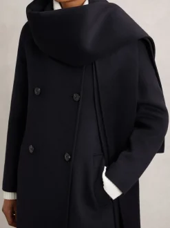 marine - Manteau Reiss Indira en laine mélangée à coutures invisibles