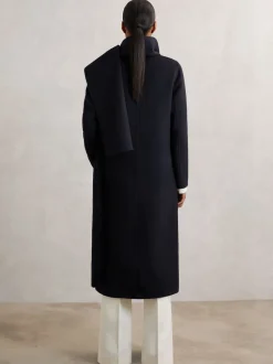 marine - Manteau Reiss Indira en laine mélangée à coutures invisibles