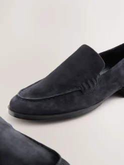 marine - Mocassins propres en daim à bout rond