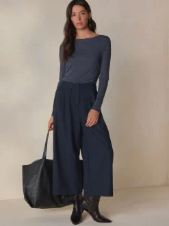 marine - N. Premium Jupes-culottes à Chevrons avec laine