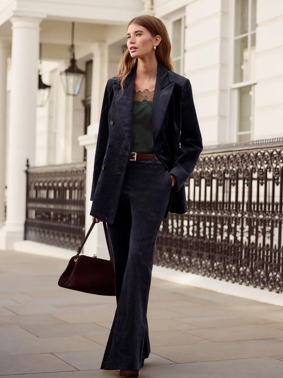 marine - Pantalon bootcut N. Premium en velours côtelé