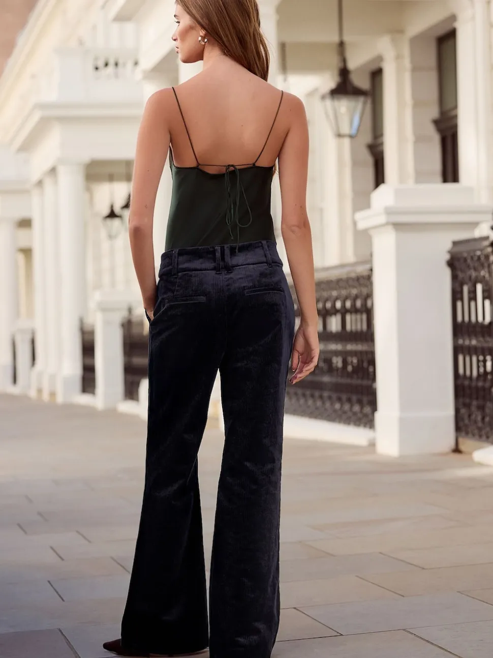 marine - Pantalon bootcut N. Premium en velours côtelé