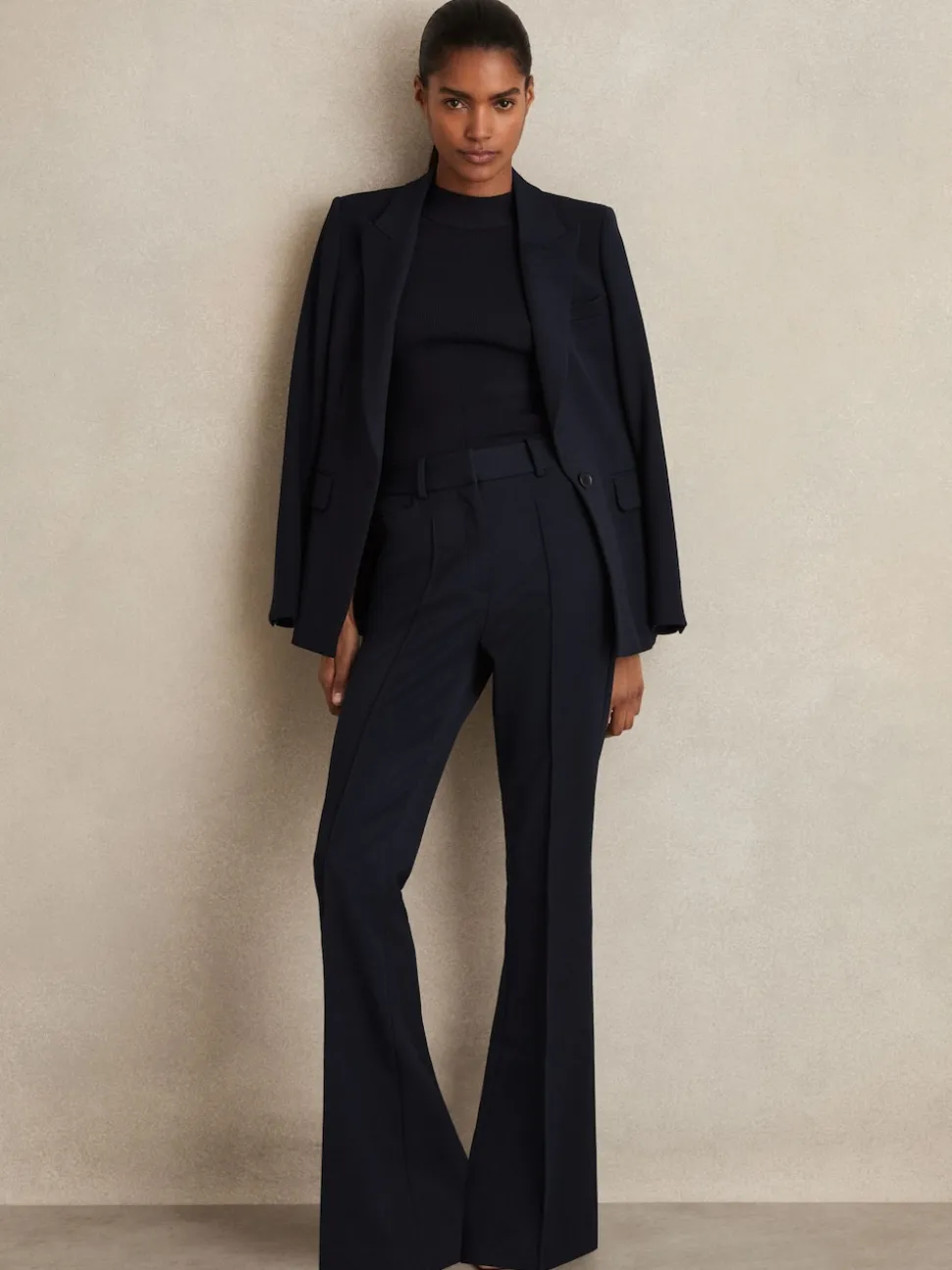 marine - Pantalon de costume Reiss Gabi évasé
