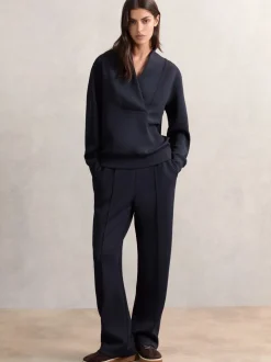 marine - Pantalon de jogging large en interlock haut de gamme Reiss Jemma