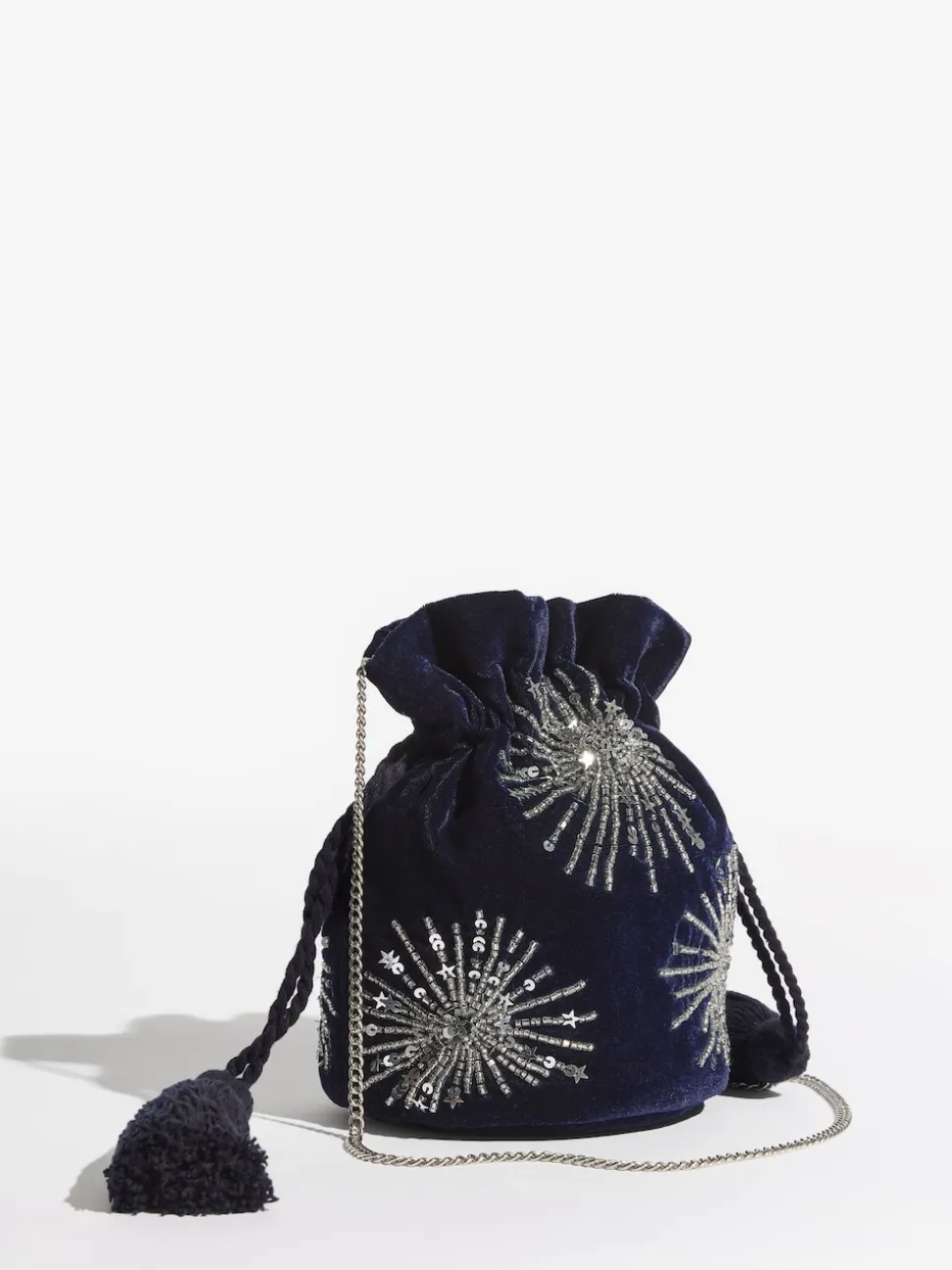 marine - Pochette Love & Roses en velours avec ornements sequins