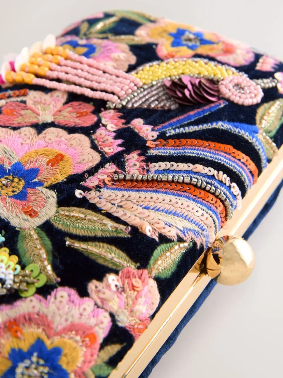 marine - Pochette oiseau avec ornements
