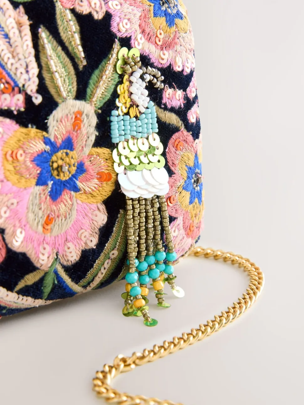 marine - Pochette oiseau avec ornements