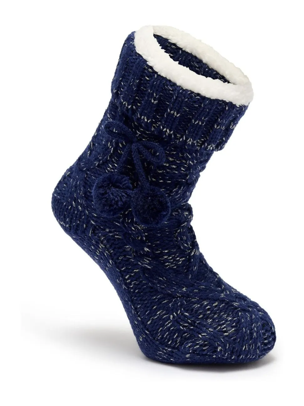 marine - Pour Moi Chaussons chaussettes confortables doublées de maille torsadée
