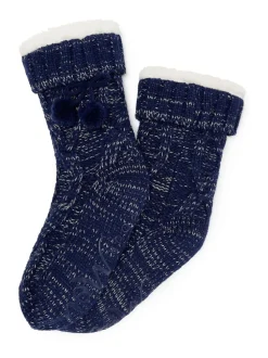 marine - Pour Moi Chaussons chaussettes confortables doublées de maille torsadée