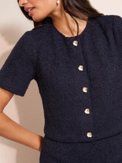 marine - Robe Friends Like These Boucle 2-en-1 à ourlet péplum