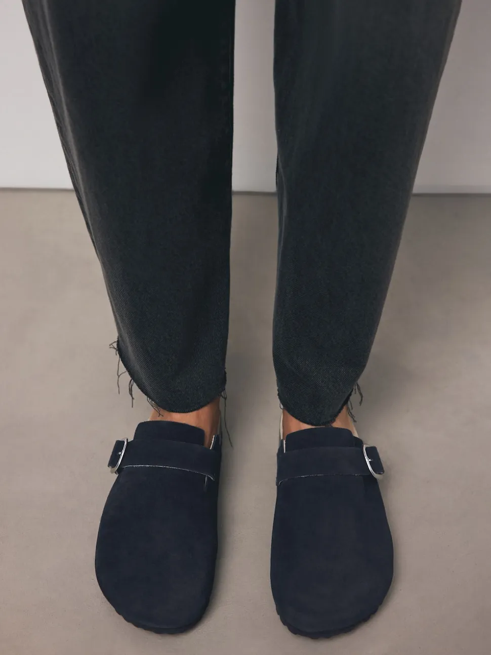 marine - sabots en cuir avec semelle plantaire
