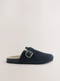 marine - sabots en cuir avec semelle plantaire