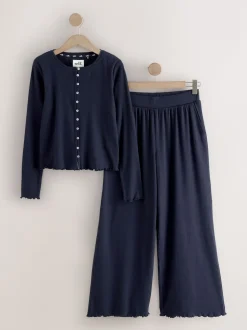 marine - soi-même. Pyjama côtelé boutonné