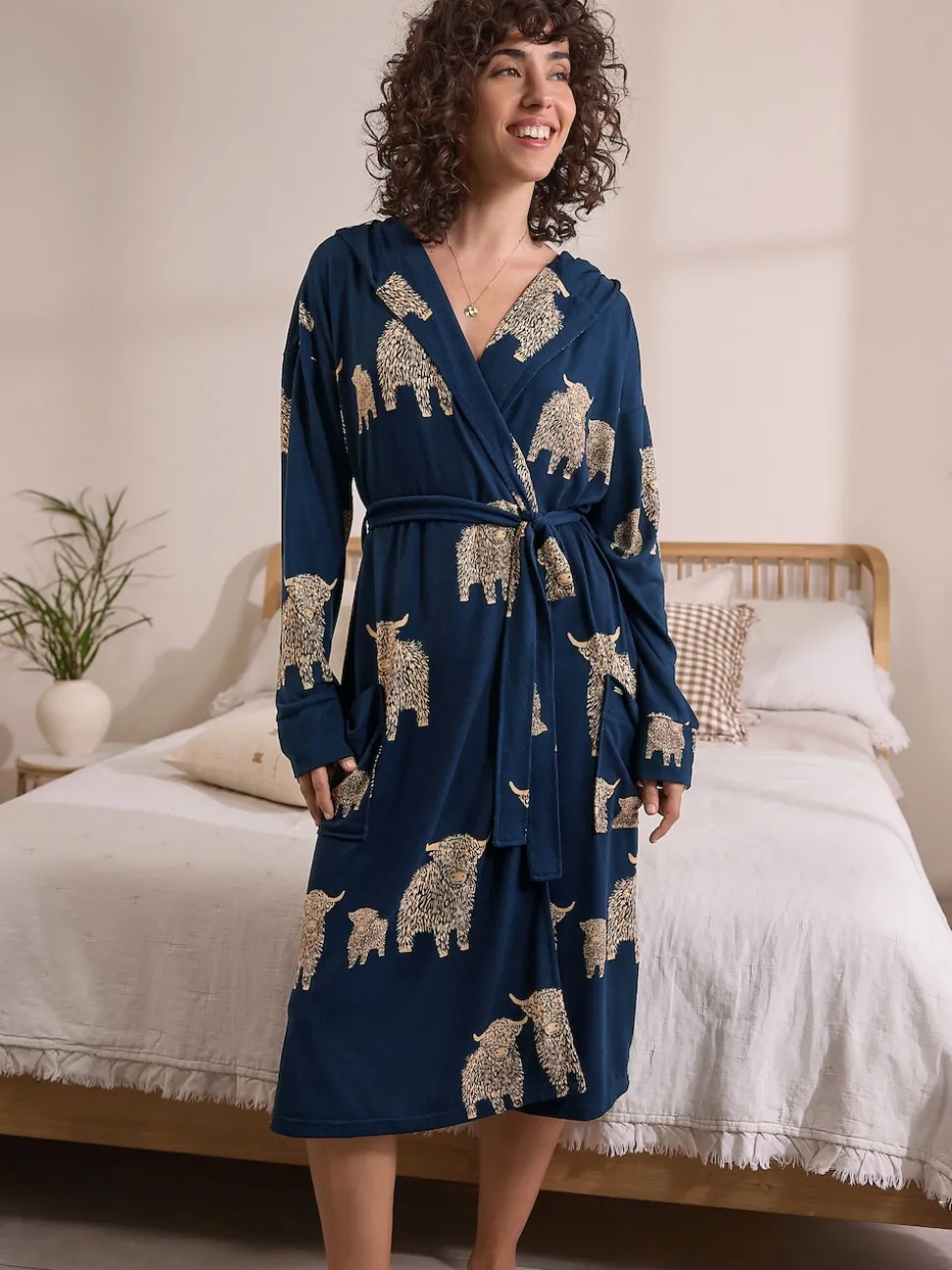 Marine Hamish the Highland Cow - Robe de chambre légère douillette