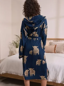 Marine Hamish the Highland Cow - Robe de chambre légère douillette