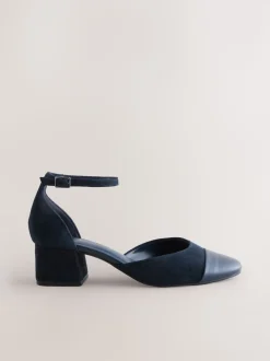 Marine Suede - Chaussures à talons carrés avec embout