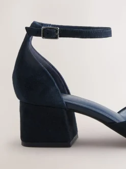 Marine Suede - Chaussures à talons carrés avec embout