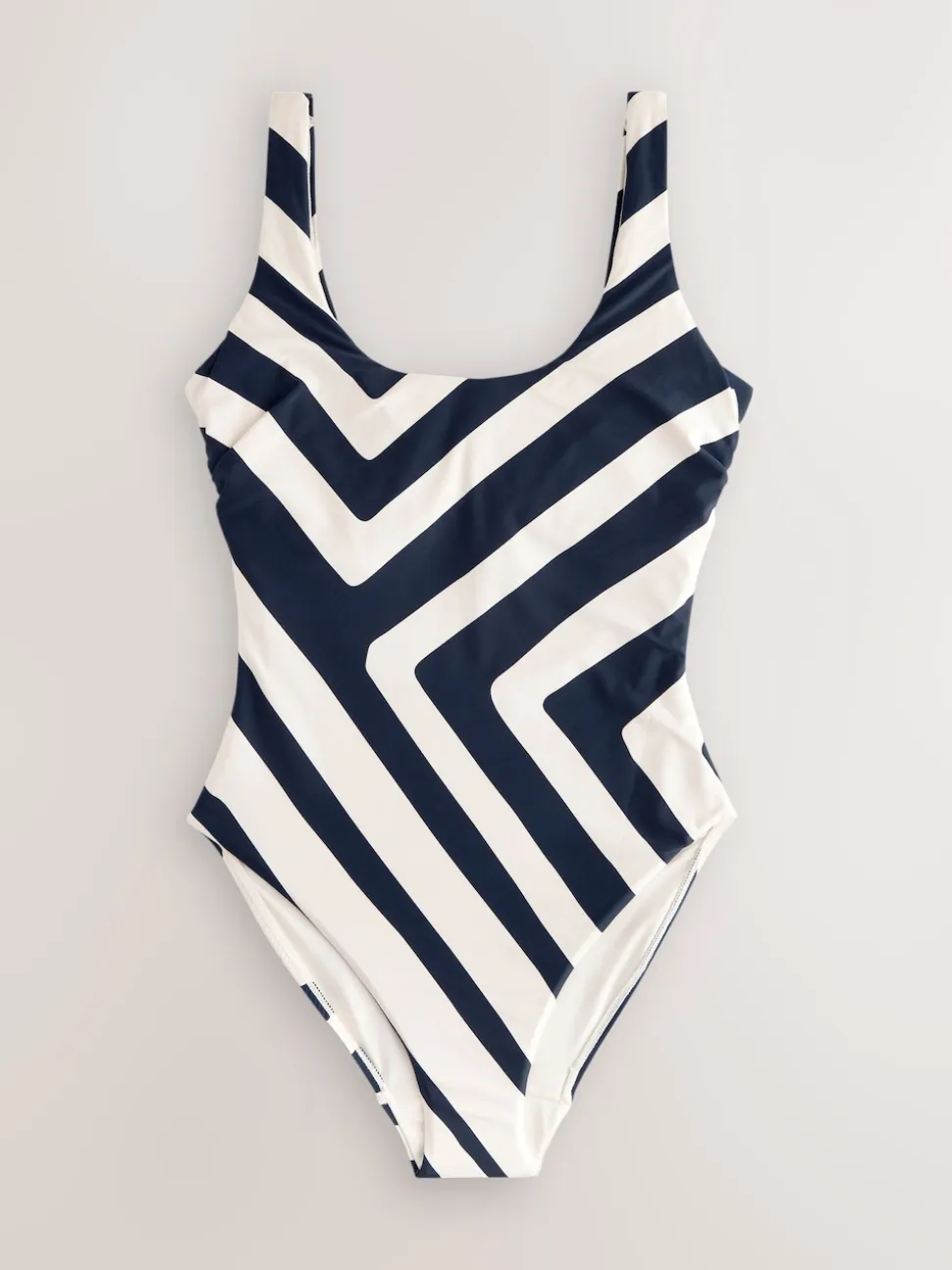 Marine/Cream Chevron - DD Maillot de bain coupe ventrale Col dégagé