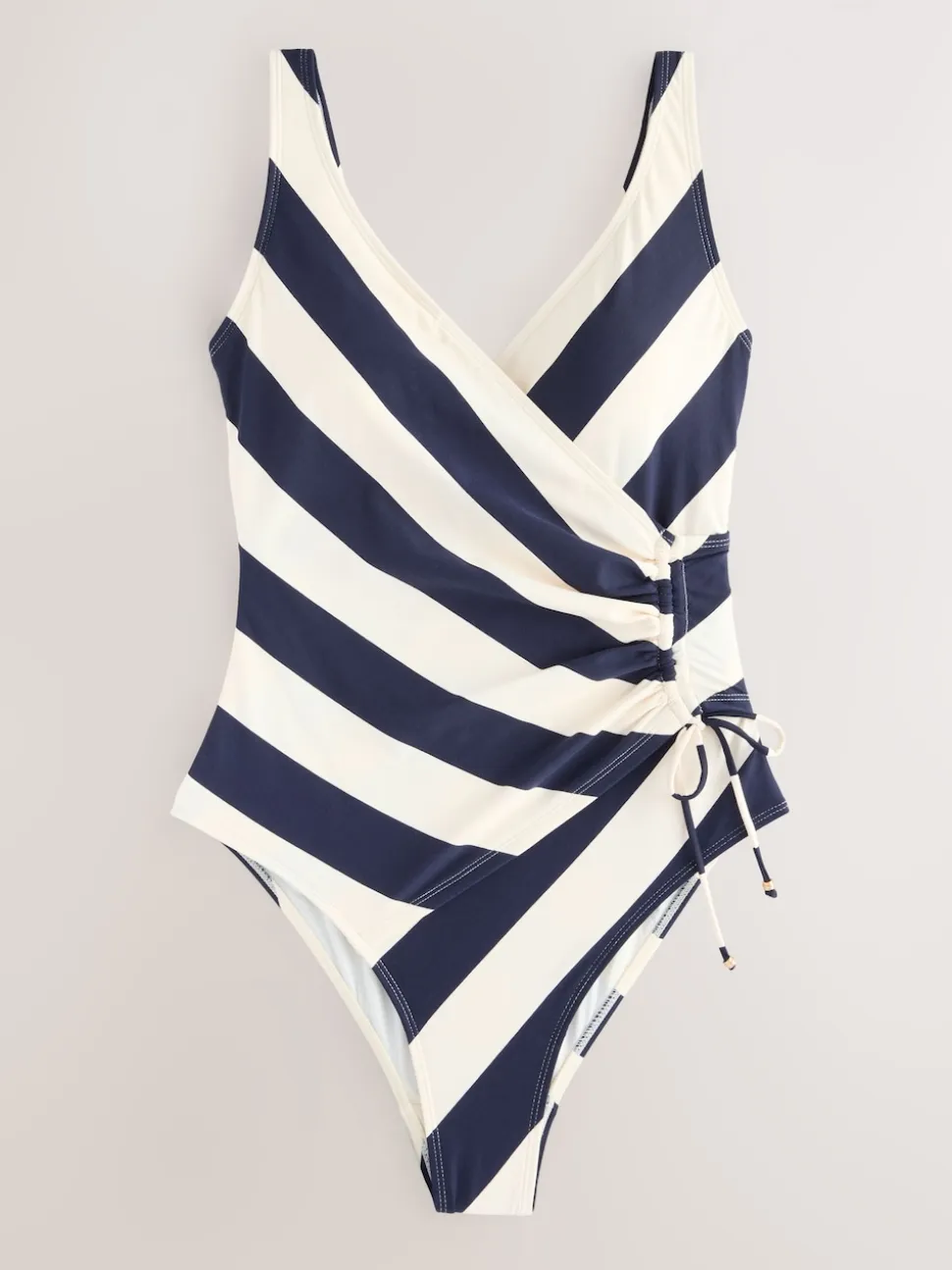 Marine/Crème - Maillot de bain gainant le ventre froncé