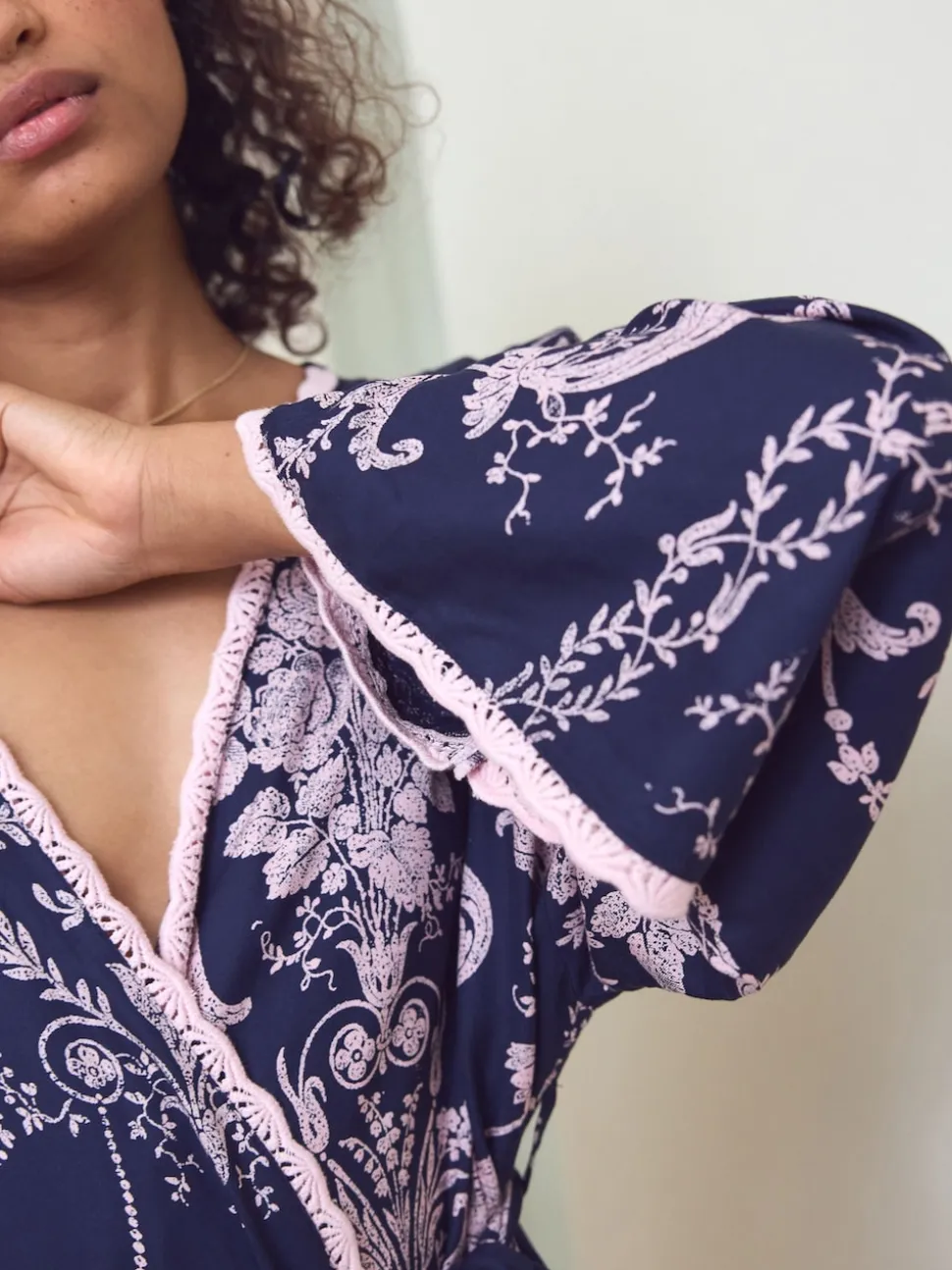Marine/Rose - Peignoir Laura Ashley Josette