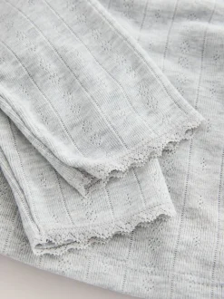 Marl gris - Haut thermique à manches longues en maille pointelle