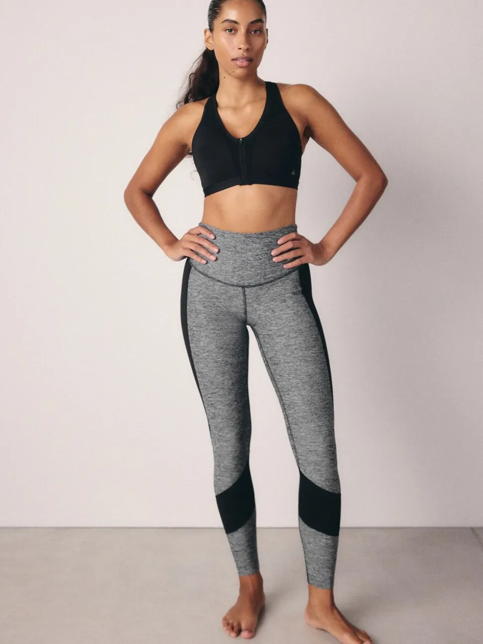Marl gris - Legging Sports Dry Tech Tummy Control taille haute