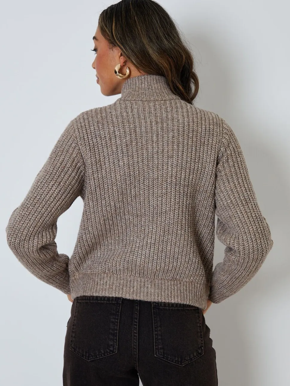 Marron - Blouson Threadbare zippé en maille