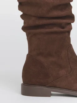 Marron - Bottes froncées JD Williams hauteur genou