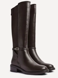 Marron - Bottes Linzi Power hautes avec panneau latéral extensible et détail de boucle