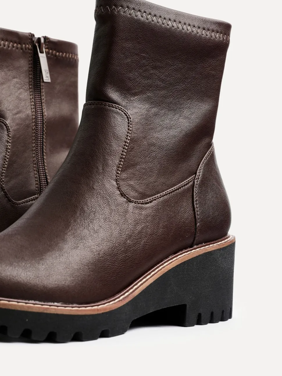 Marron - Bottes Linzi Trish extensibles à talon compensé
