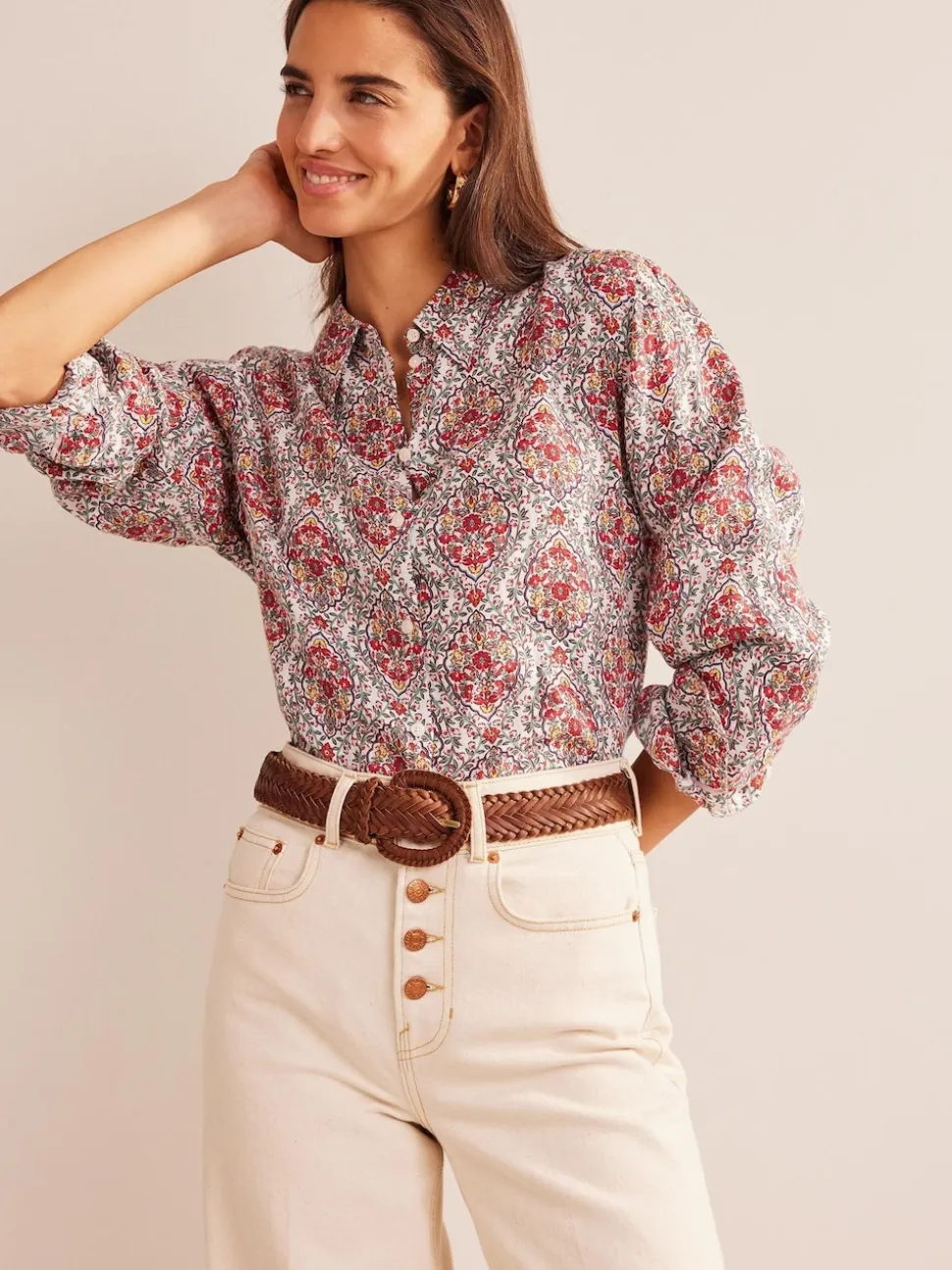 Marron - Ceinture Boden en cuir tissé