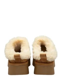 Marron - Dunlop Chaussons mules en faux daim