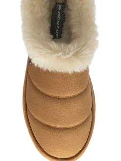 Marron - Dunlop Chaussons mules en faux daim