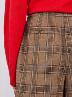 Marron - Jupe-culotte élégante à carreaux