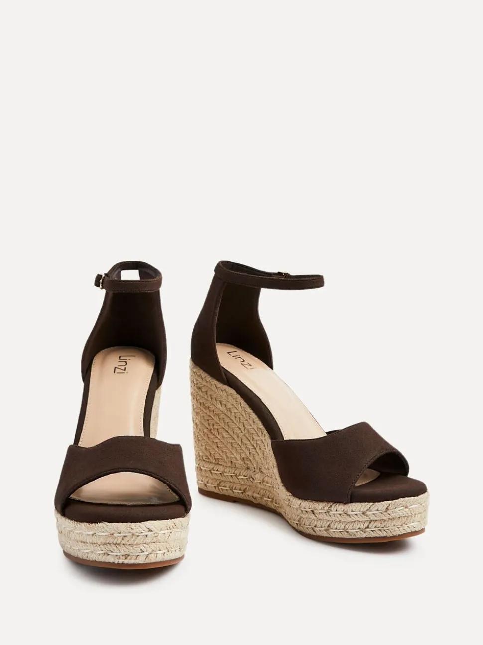 Marron - Linzi Gracio Espadrilles à plateforme en corde compensées avec sandales enveloppantes à la cheville