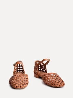 Marron - Linzi talons bas tissés à la main