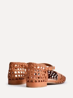 Marron - Linzi talons bas tissés à la main