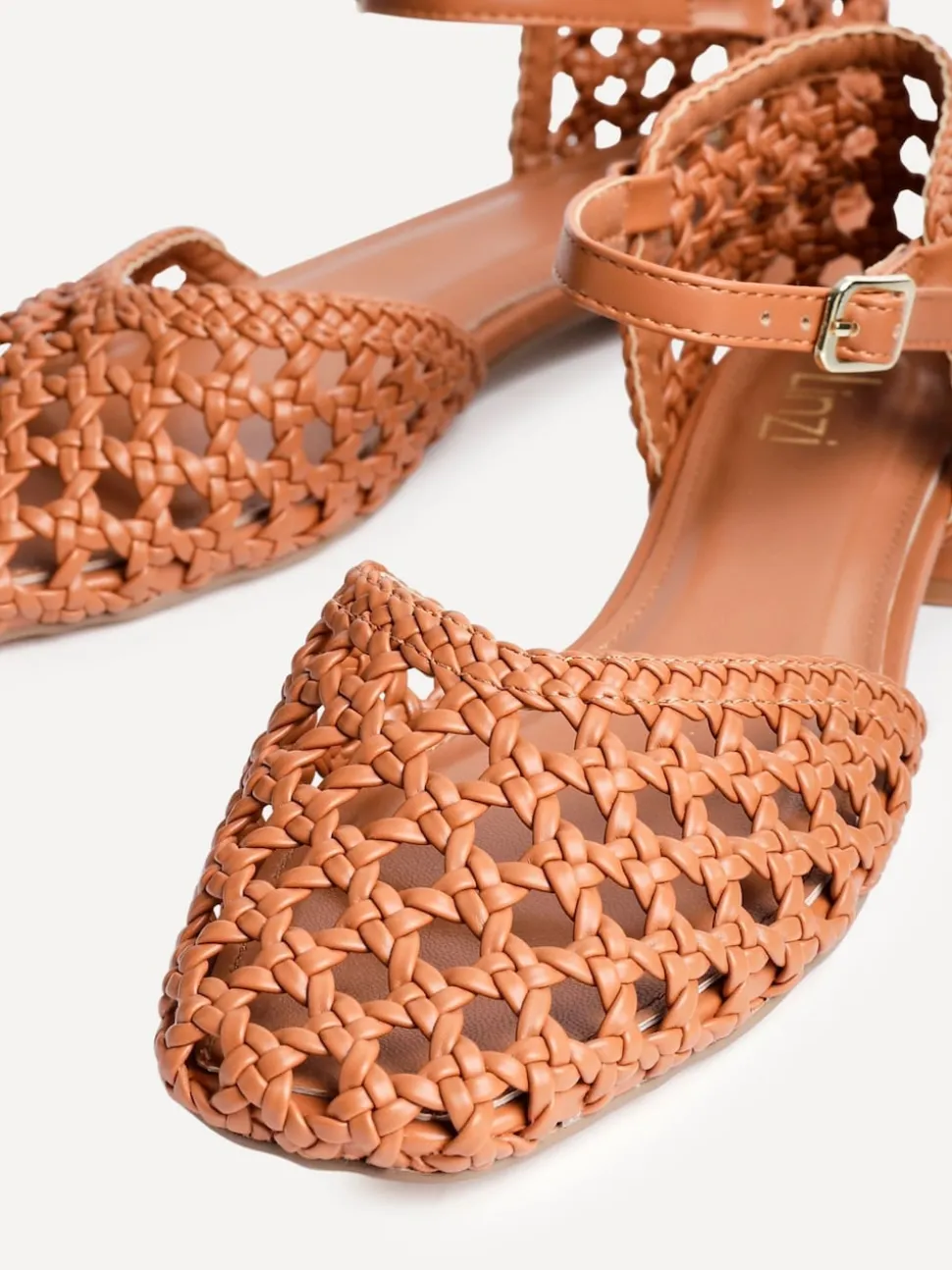 Marron - Linzi talons bas tissés à la main
