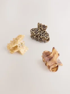 Marron - Lot de 3 mini pinces à cheveux