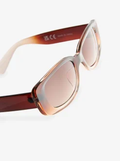 Marron - Lunettes de soleil rectangulaires fines