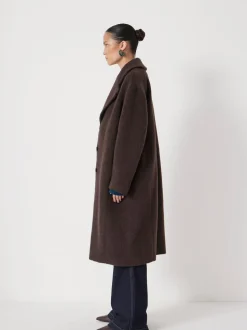 Marron - Manteau Hush Cocoon en laine italienne