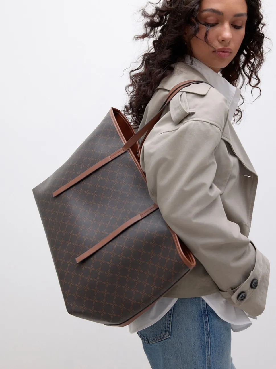 Marron à monogramme - Grand Sac épaule