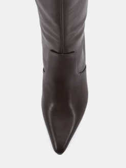 Marron - Novo Bottes au genou pointues à talon aiguille mi-hautes Grateful Wide Fit