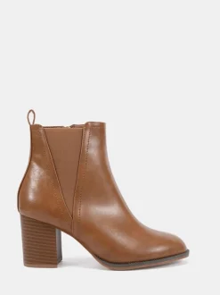 Marron - Novo Bottes Chelsea à talon carré Jessie Coupe large