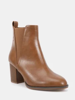 Marron - Novo Bottes Chelsea à talon carré Jessie Coupe large